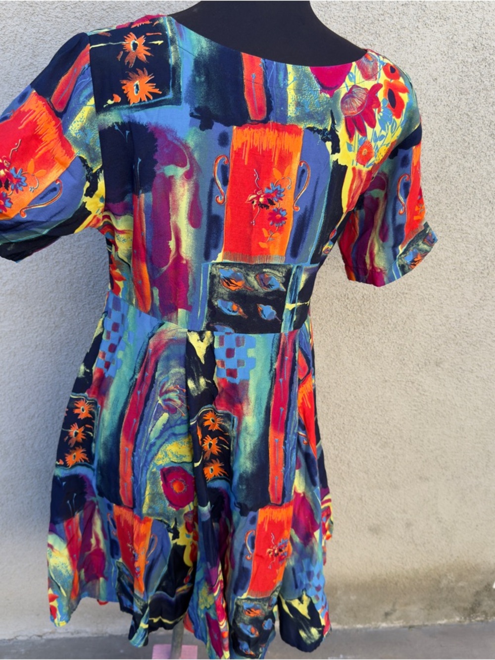 Vibrant Abstract Print Women's Pull-over Dress - made in Hawaii - Picture 3 of 5